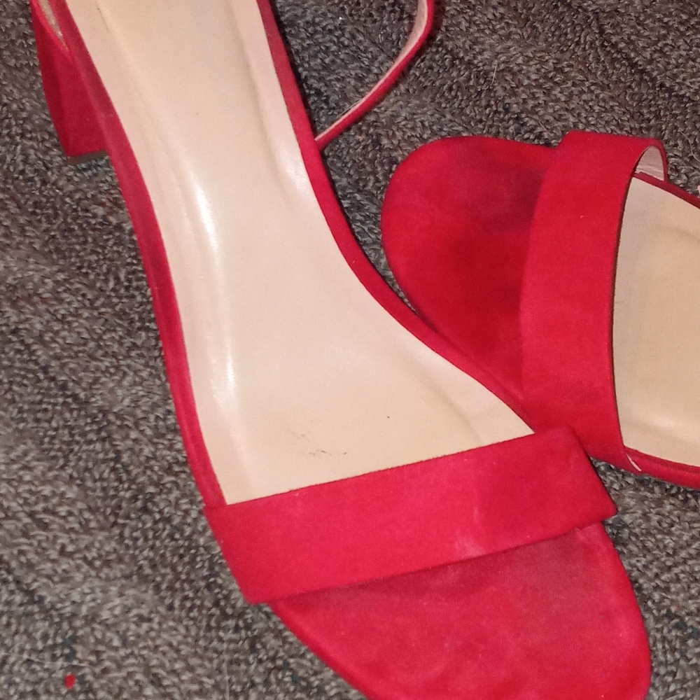 a new day Acu40 Mich Red Manmade Suede Ankle Strap Sandals